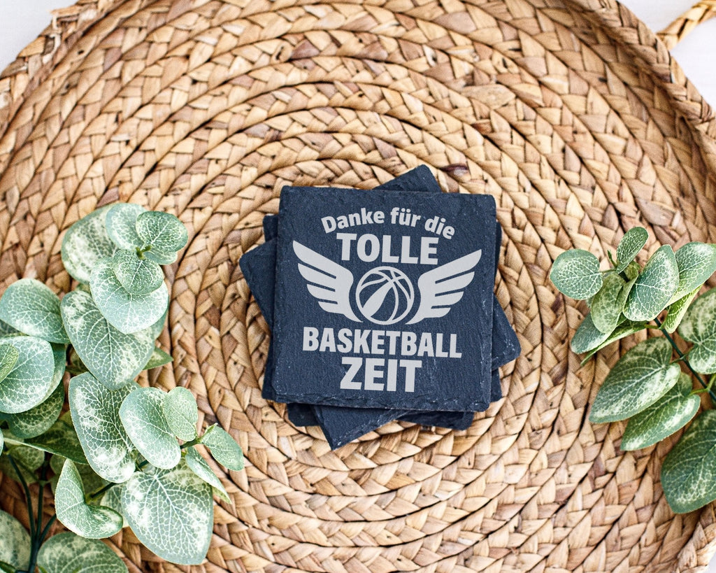 Schiefer Untersetzer Basketball Danke für die Zeit - Geschenk an Train – Bild 3