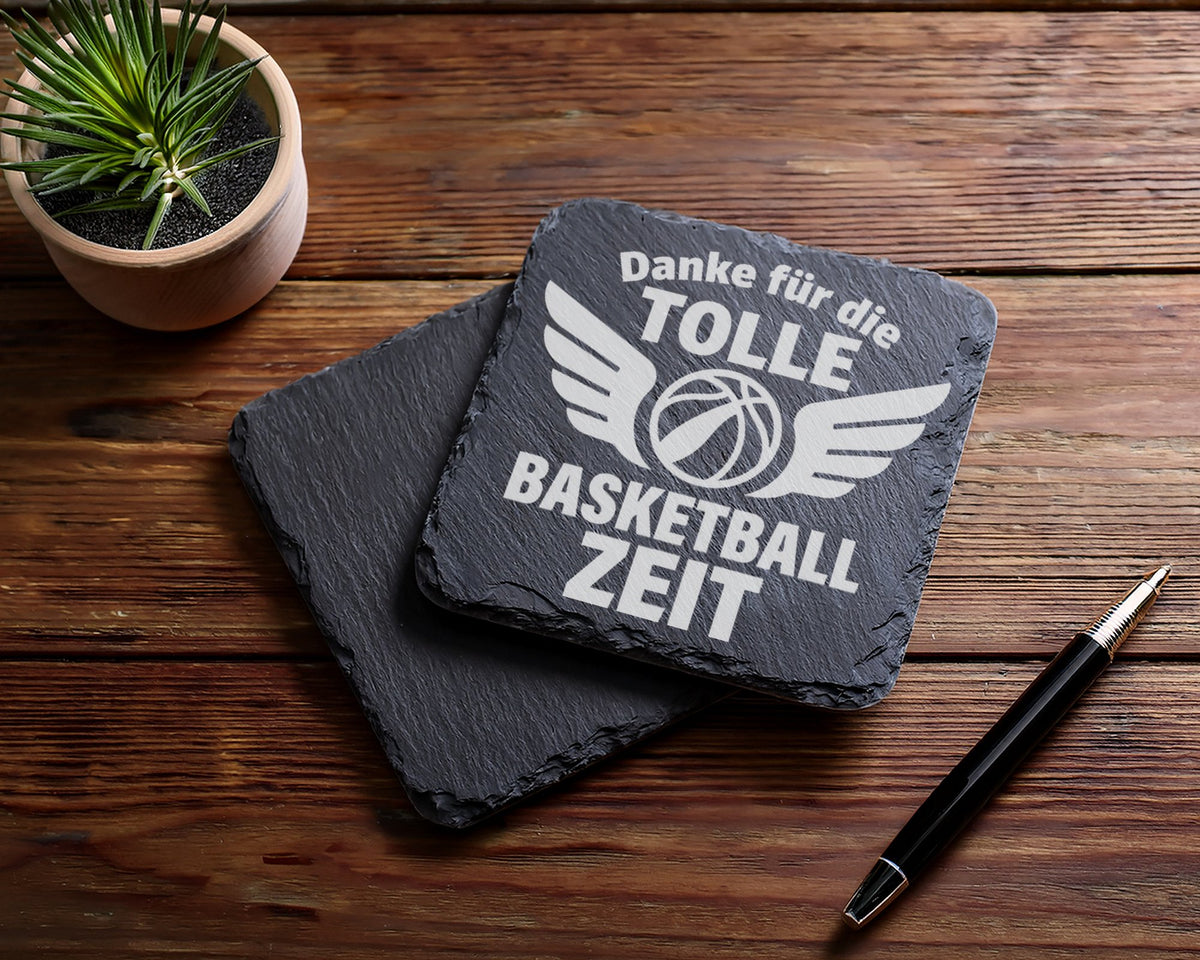 Schiefer Untersetzer Basketball Danke für die Zeit - Geschenk an Train – Bild 5