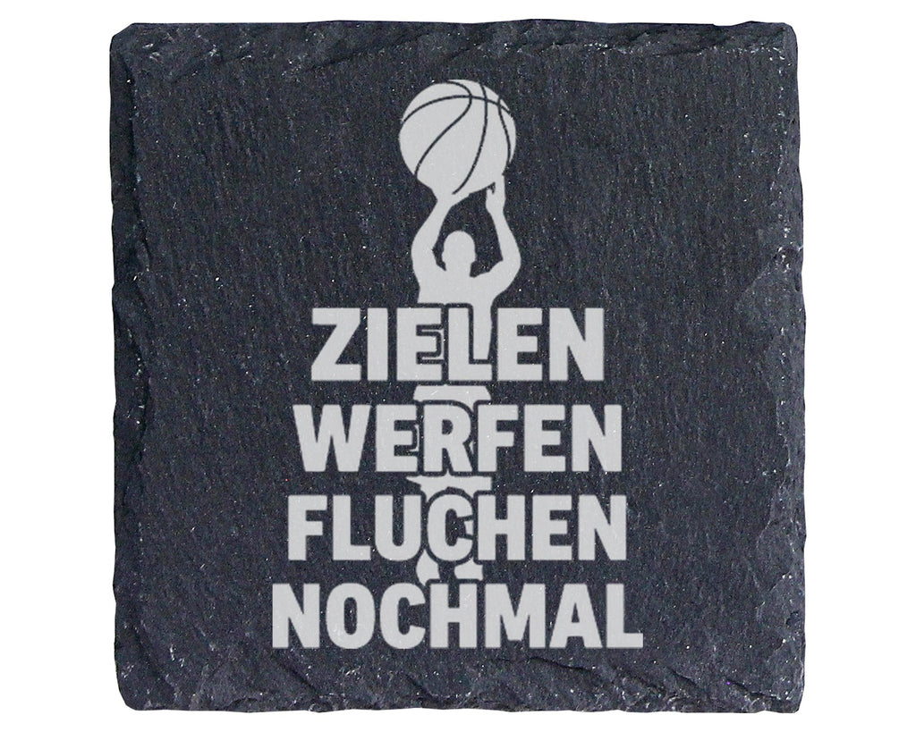 Schiefer Untersetzer Basketball Zielen Werfen Fluchen Nochmal - Gesche – Bild 1