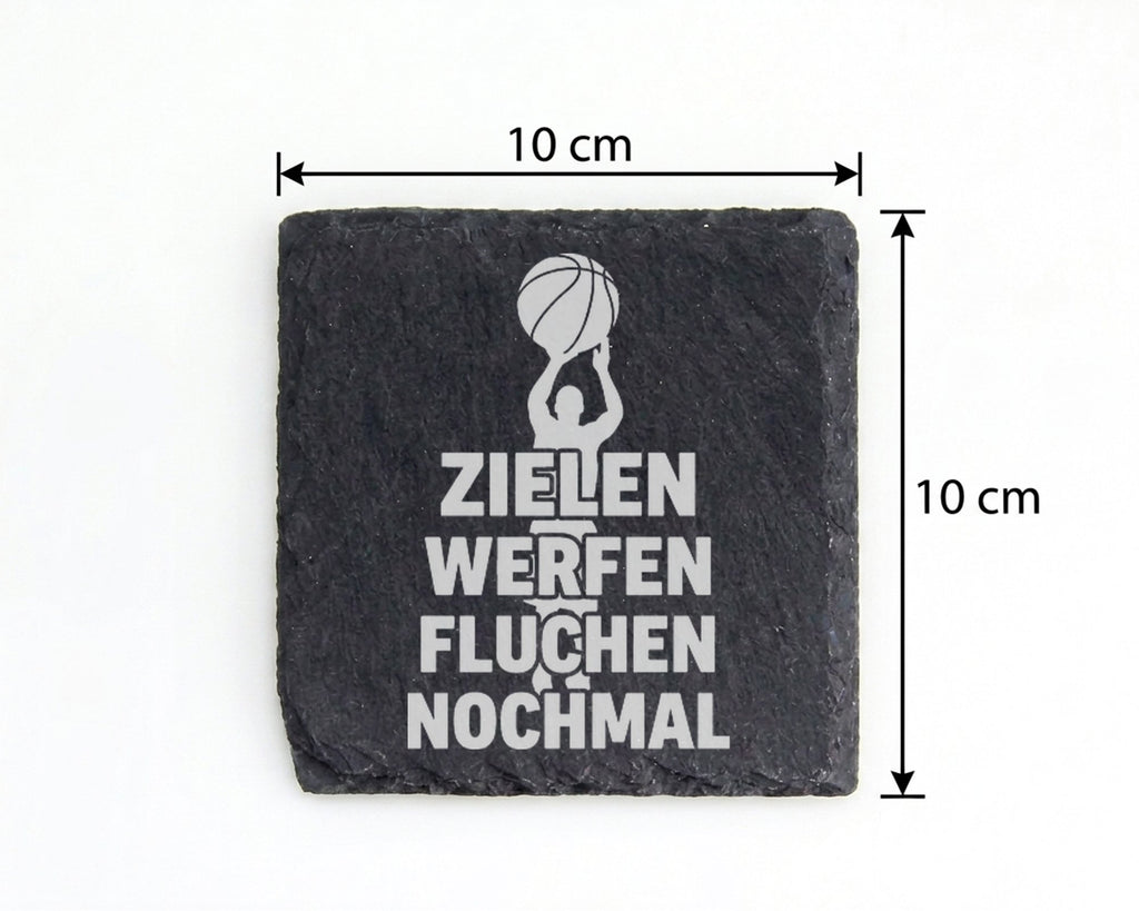 Schiefer Untersetzer Basketball Zielen Werfen Fluchen Nochmal - Gesche – Bild 4