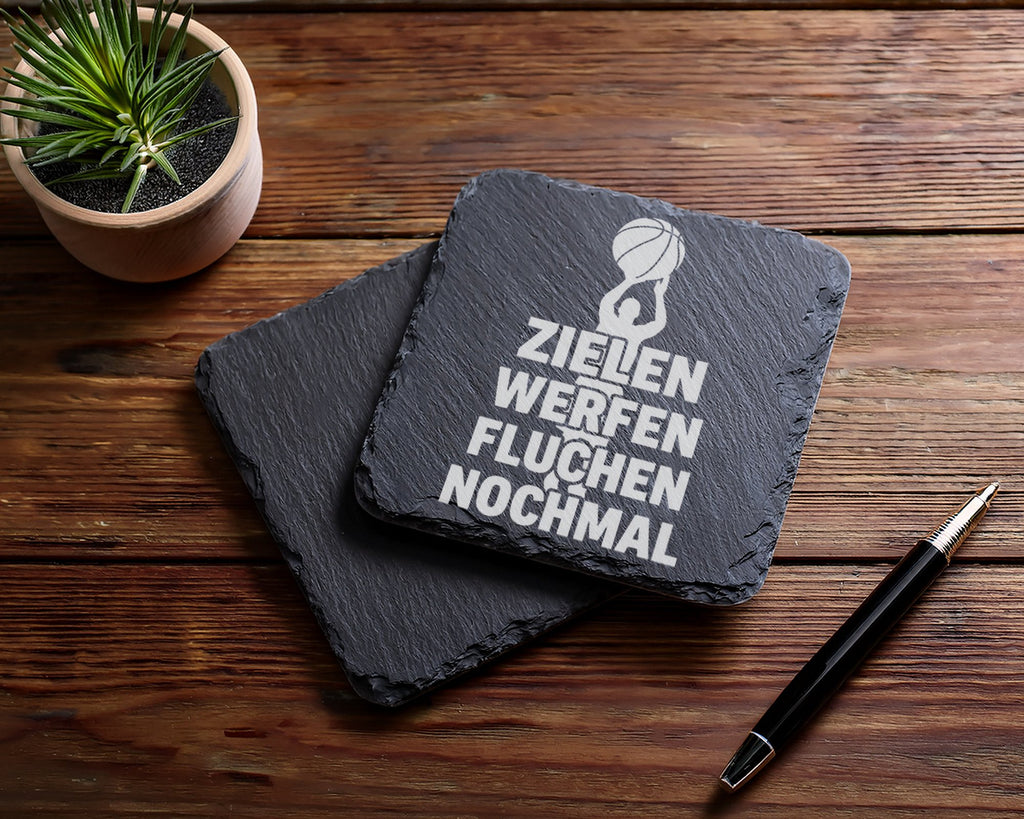 Schiefer Untersetzer Basketball Zielen Werfen Fluchen Nochmal - Gesche – Bild 5