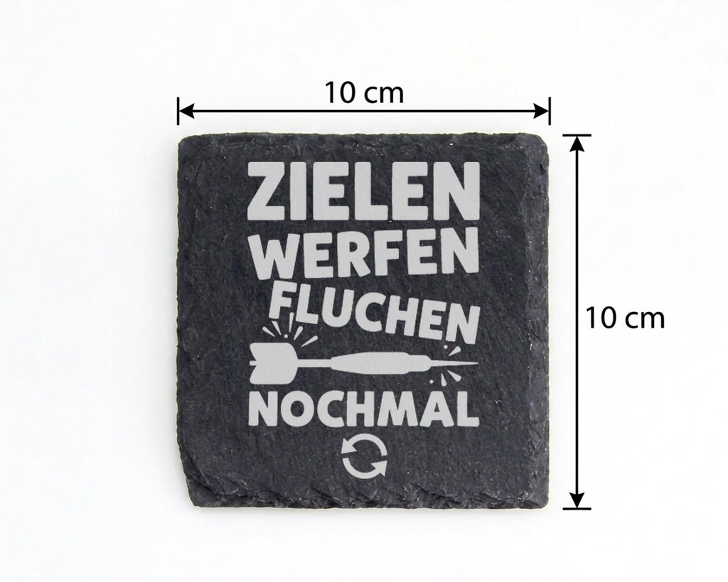 Schiefer Untersetzer Dart Zielen Werfen Fluchen Nochmal - Lustiges Ges – Bild 4