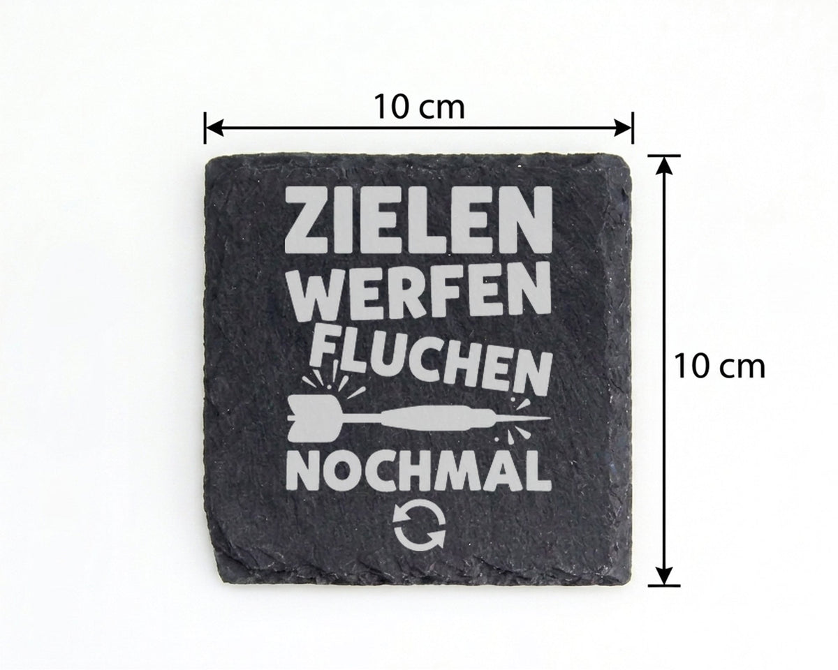 Schiefer Untersetzer Dart Zielen Werfen Fluchen Nochmal - Lustiges Ges – Bild 4