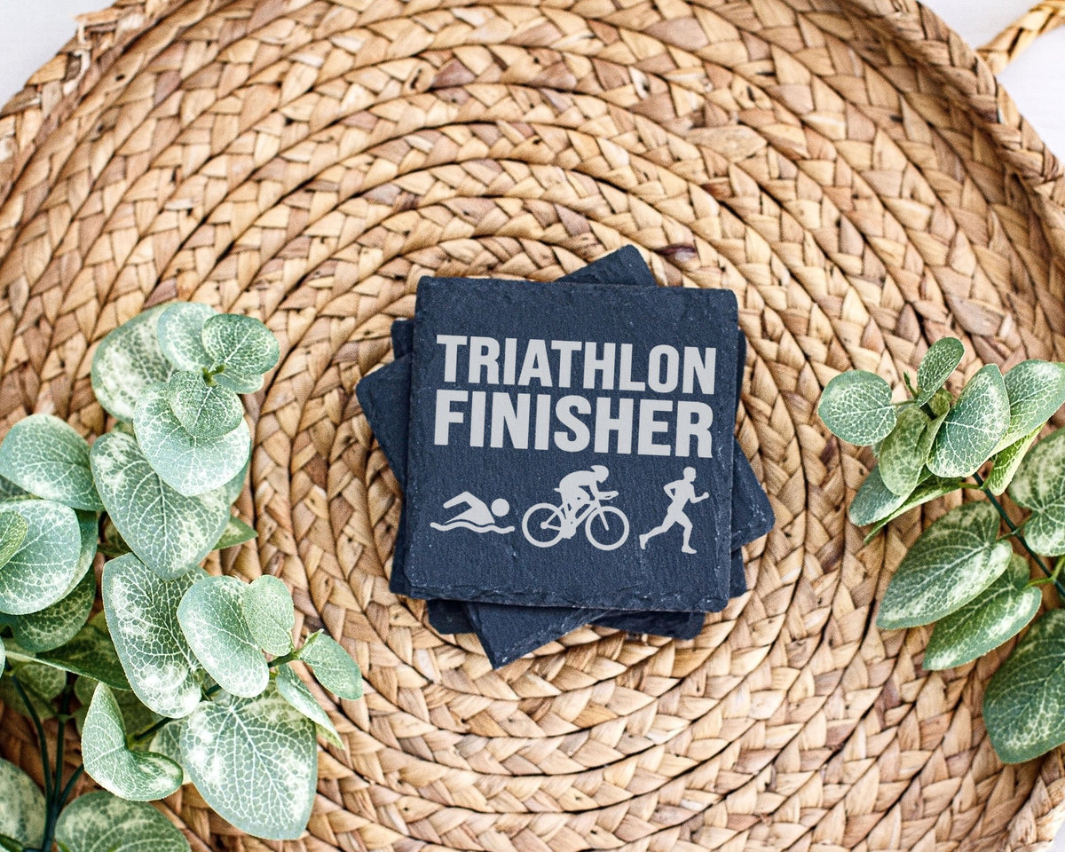 Schiefer Untersetzer Triathlon Finisher Motiv - Geschenk für Triathlet – Bild 3