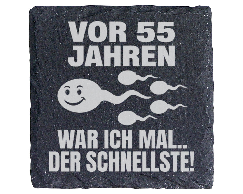Schiefer Untersetzer Spruch 55 Jahre Schnellste - Lustiges Geschenk Fü – Bild 1