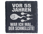 Schiefer Untersetzer Spruch 55 Jahre Schnellste - Lustiges Geschenk Fü – Bild 1