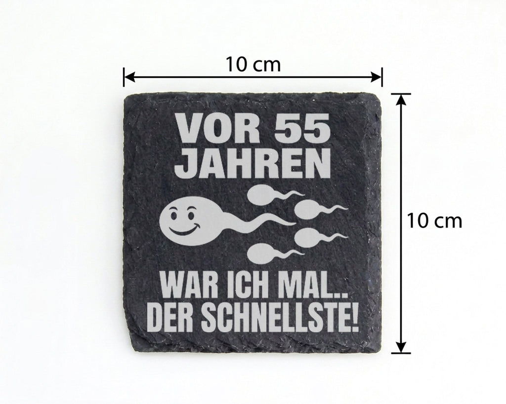 Schiefer Untersetzer Spruch 55 Jahre Schnellste - Lustiges Geschenk Fü – Bild 4