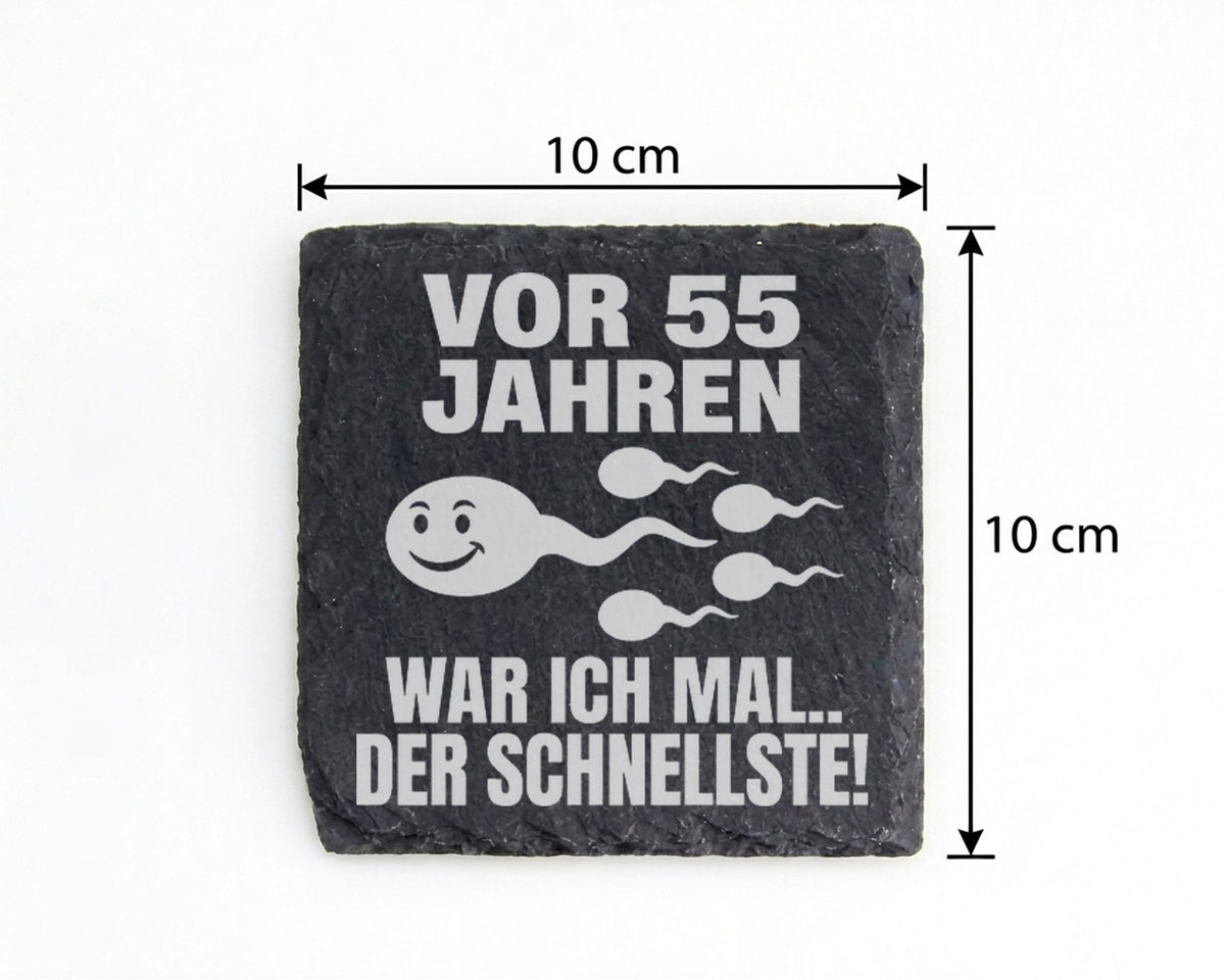 Schiefer Untersetzer Spruch 55 Jahre Schnellste - Lustiges Geschenk Fü – Bild 4