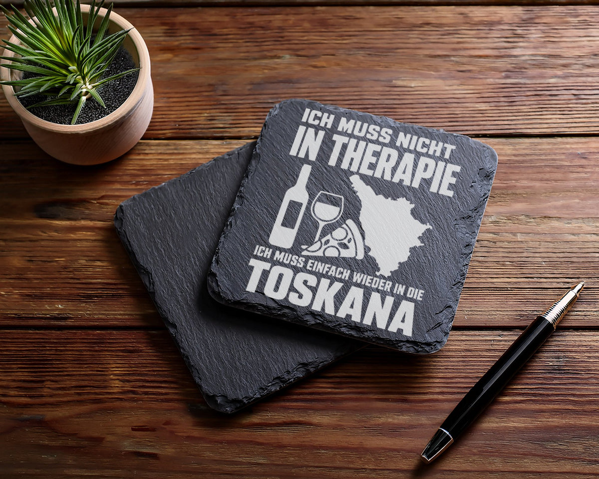 Schiefer Untersetzer Toskana Keine Therapie Spruch - Geschenk für Ital – Bild 5