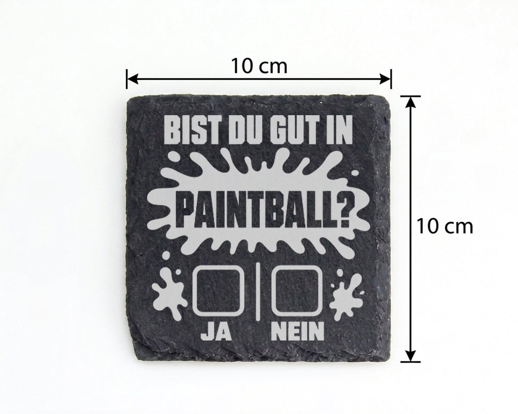 Schiefer Untersetzer Bist Du Gut In Paintball - Lustiges Geschenk für  – Bild 4