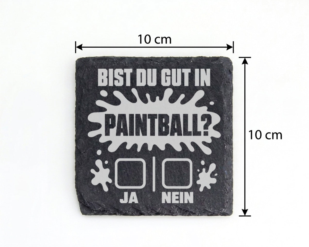 Schiefer Untersetzer Bist Du Gut In Paintball - Lustiges Geschenk für  – Bild 4