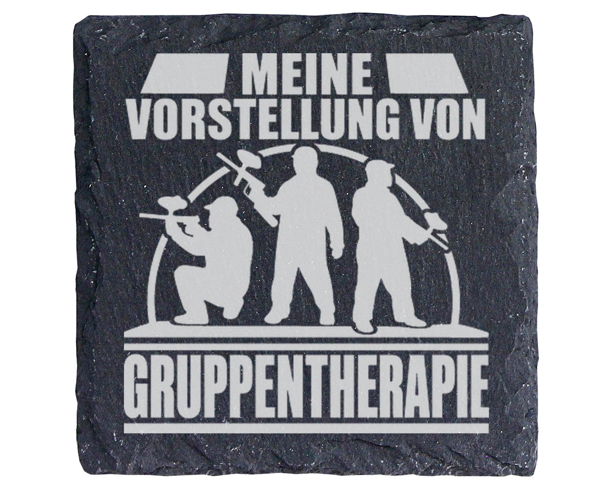 Schiefer Untersetzer Paintball Meine Vorstellung Von Gruppentherapie - – Bild 1