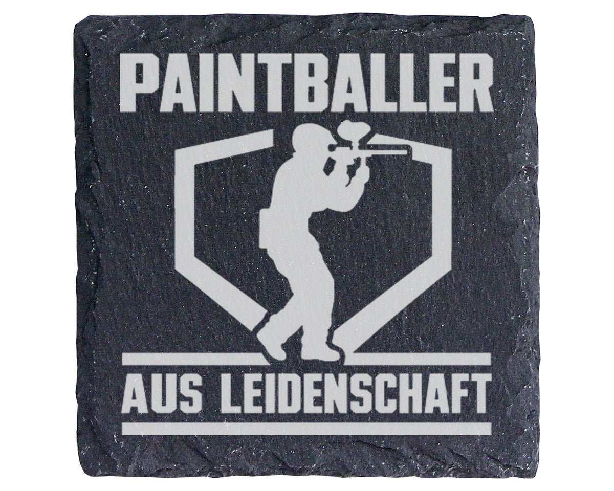 Schiefer Untersetzer Paintballer Aus Leidenschaft - Geschenk für Spiel – Bild 1
