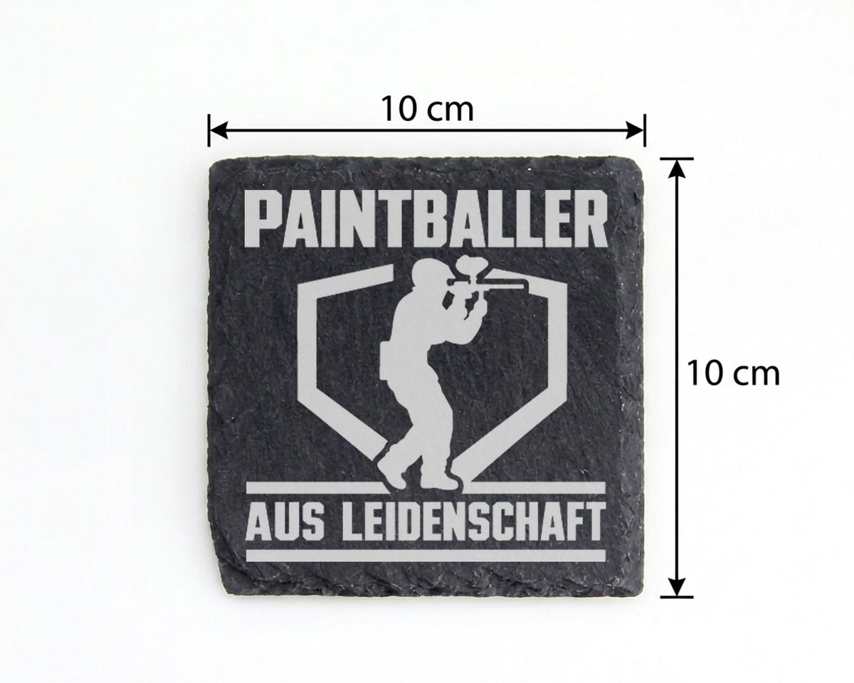 Schiefer Untersetzer Paintballer Aus Leidenschaft - Geschenk für Spiel – Bild 4