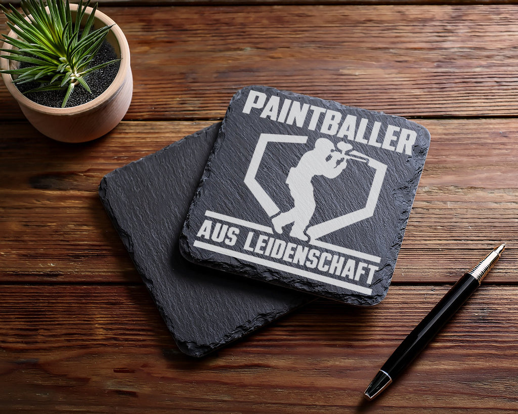 Schiefer Untersetzer Paintballer Aus Leidenschaft - Geschenk für Spiel – Bild 5