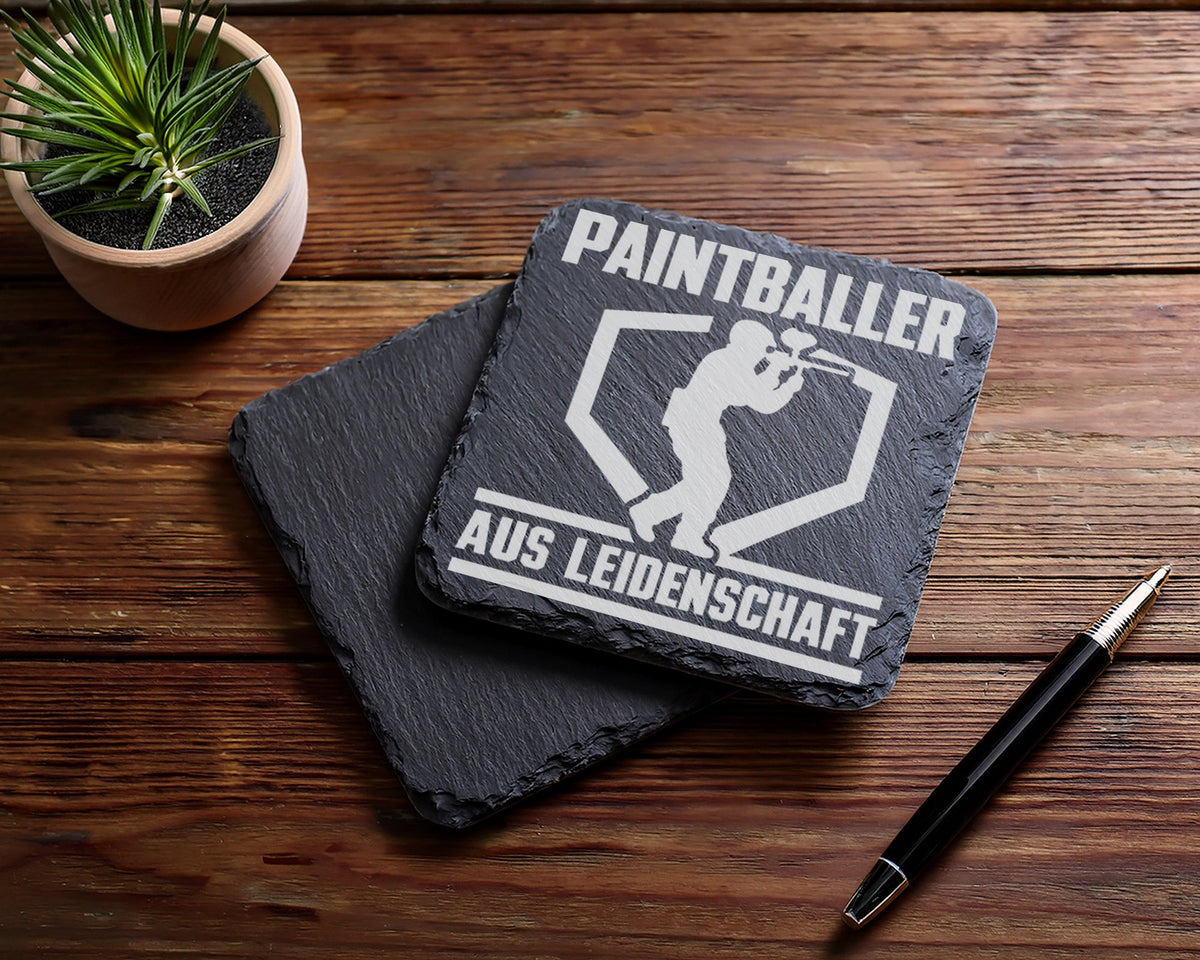 Schiefer Untersetzer Paintballer Aus Leidenschaft - Geschenk für Spiel – Bild 5