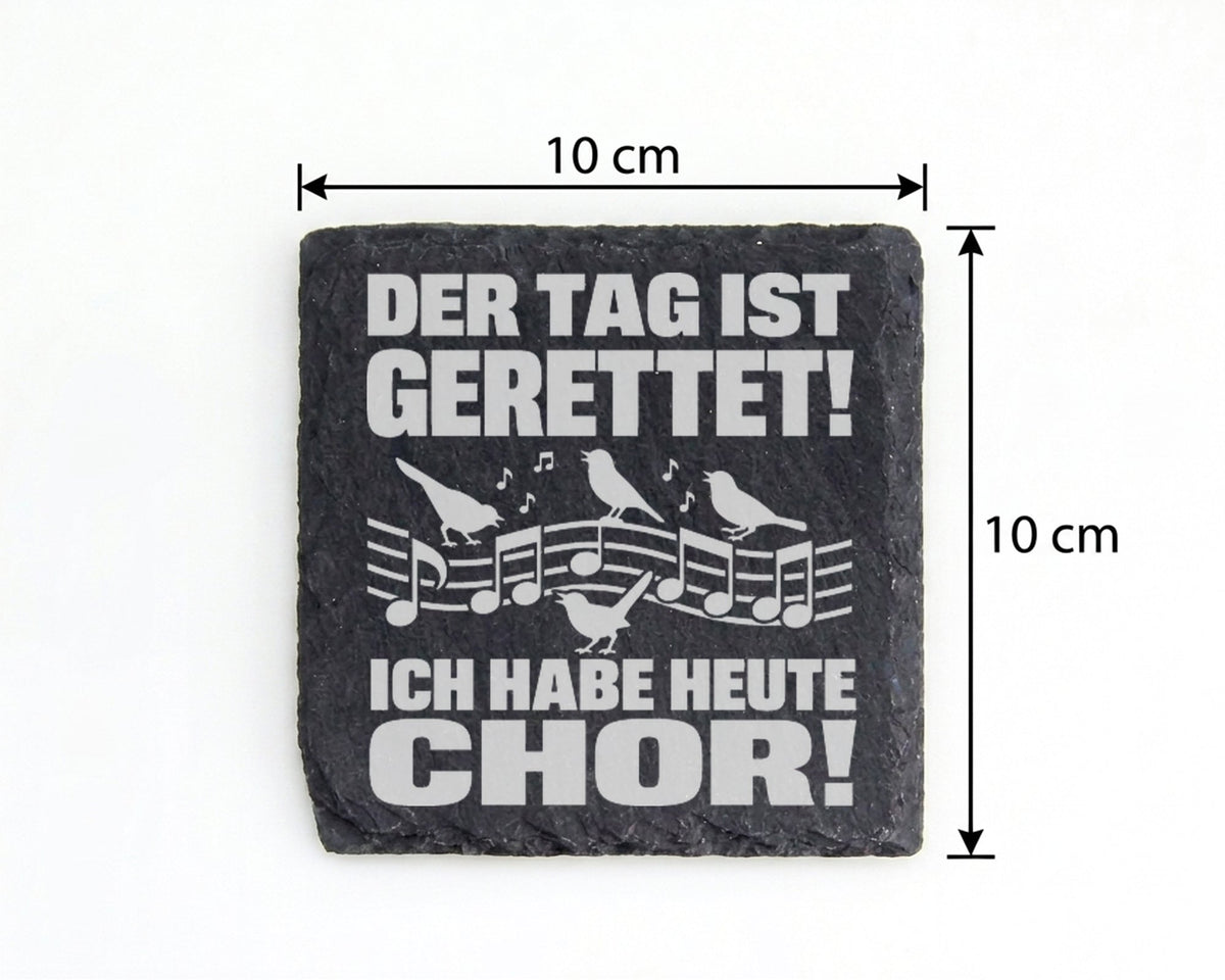 Schiefer Untersetzer Vögel Der Tag Ist Gerettet Chor Spruch - Geschenk – Bild 4