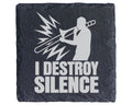 Schiefer Untersetzer Posaune I Destroy Silence - Lustiges Geschenk für – Bild 1