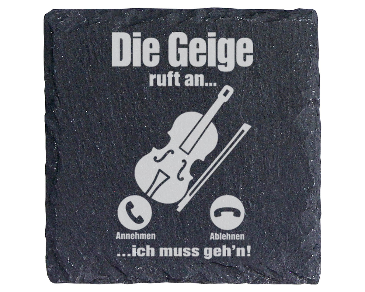 Schiefer Untersetzer Geige Ruft An Ich Muss Gehen - Lustiges Geschenk  – Bild 1