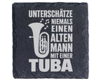 Schiefer Untersetzer Tuba Spruch Unterschätze Niemals Alten Mann - Ges – Bild 1