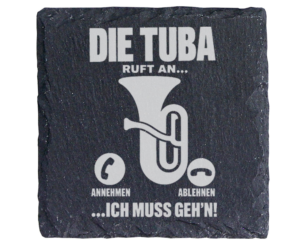 Schiefer Untersetzer Tuba Ruft An Muss Gehen - Lustiges Geschenk Für M – Bild 1