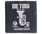 Schiefer Untersetzer Tuba Ruft An Muss Gehen - Lustiges Geschenk Für M – Bild 1