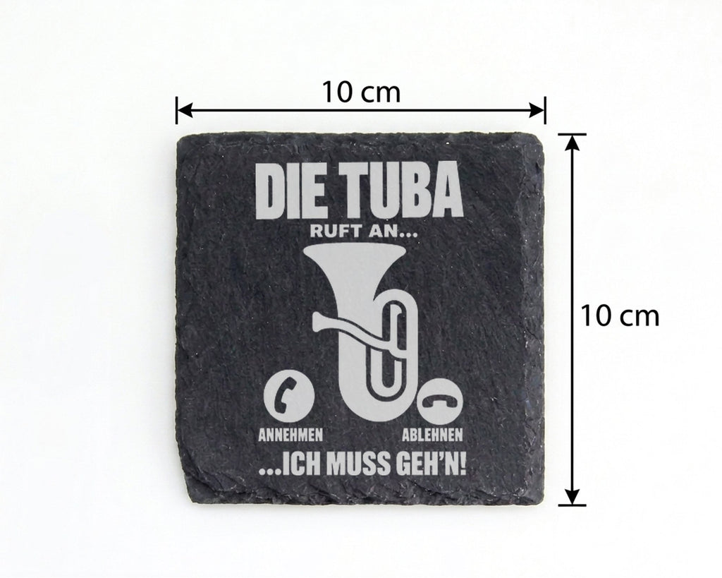 Schiefer Untersetzer Tuba Ruft An Muss Gehen - Lustiges Geschenk Für M – Bild 4