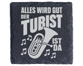 Schiefer Untersetzer Tuba Spruch Alles Wird Gut - Geschenk Für Tubist  – Bild 1