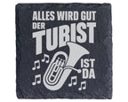 Schiefer Untersetzer Tuba Spruch Alles Wird Gut - Geschenk Für Tubist  – Bild 1