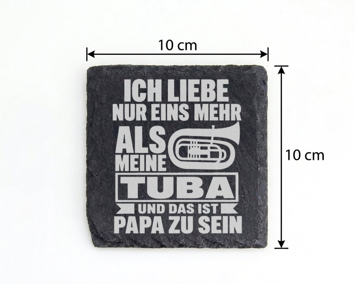 Schiefer Untersetzer Tuba Ich Liebe Nur Eins Mehr Papa Zu Sein - Gesch – Bild 4