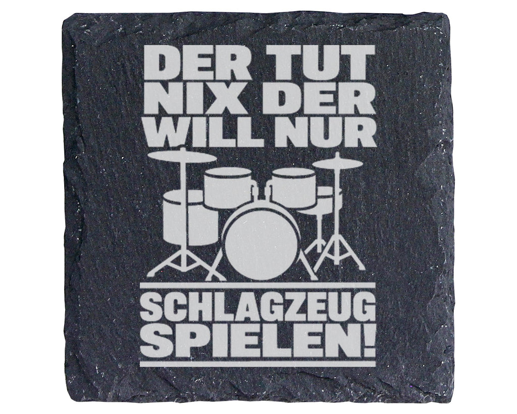Schiefer Untersetzer Schlagzeug Tut Nix Will Nur Spielen - Geschenk Fü – Bild 1