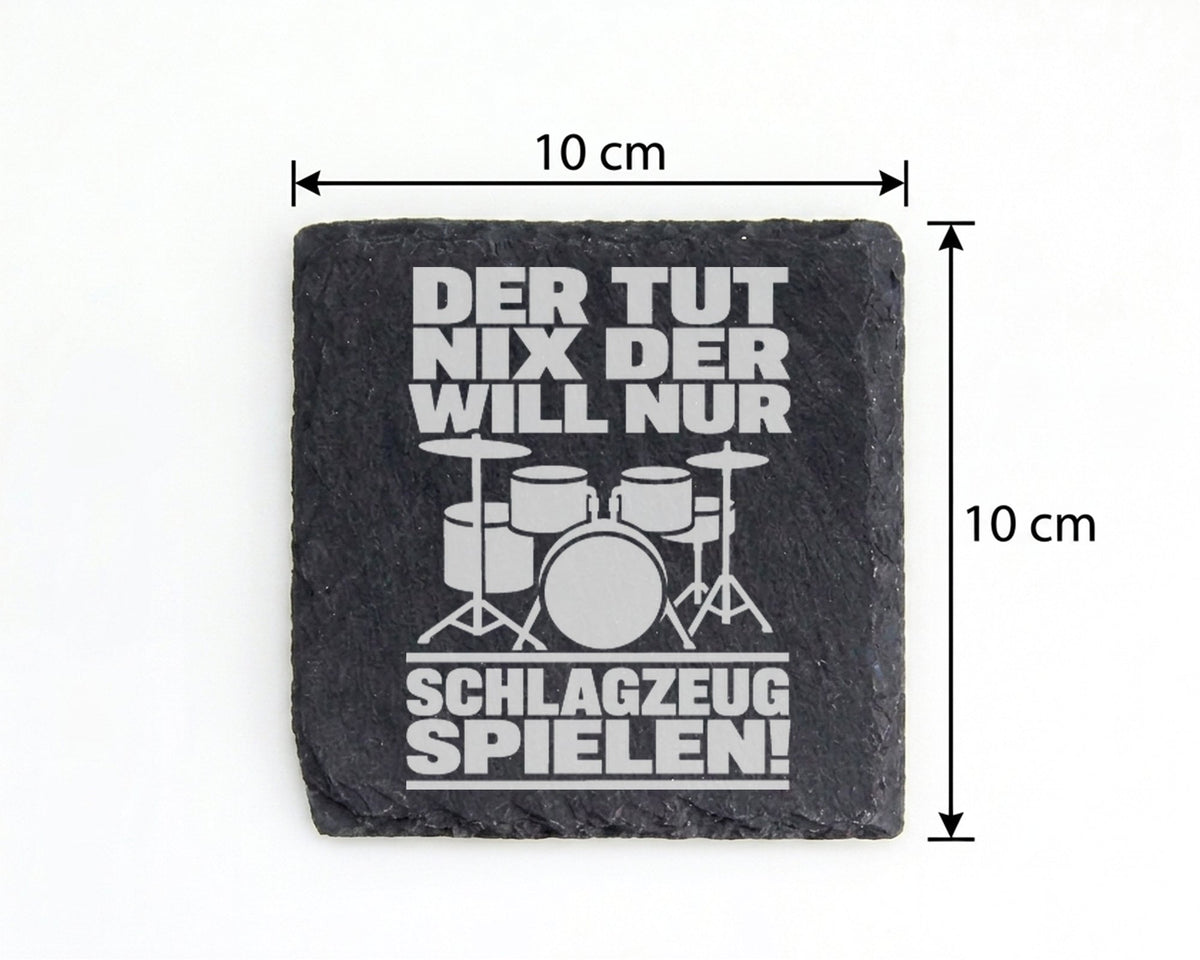 Schiefer Untersetzer Schlagzeug Tut Nix Will Nur Spielen - Geschenk Fü – Bild 4