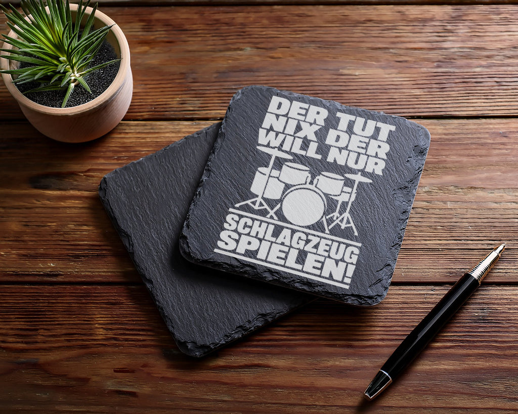 Schiefer Untersetzer Schlagzeug Tut Nix Will Nur Spielen - Geschenk Fü – Bild 5