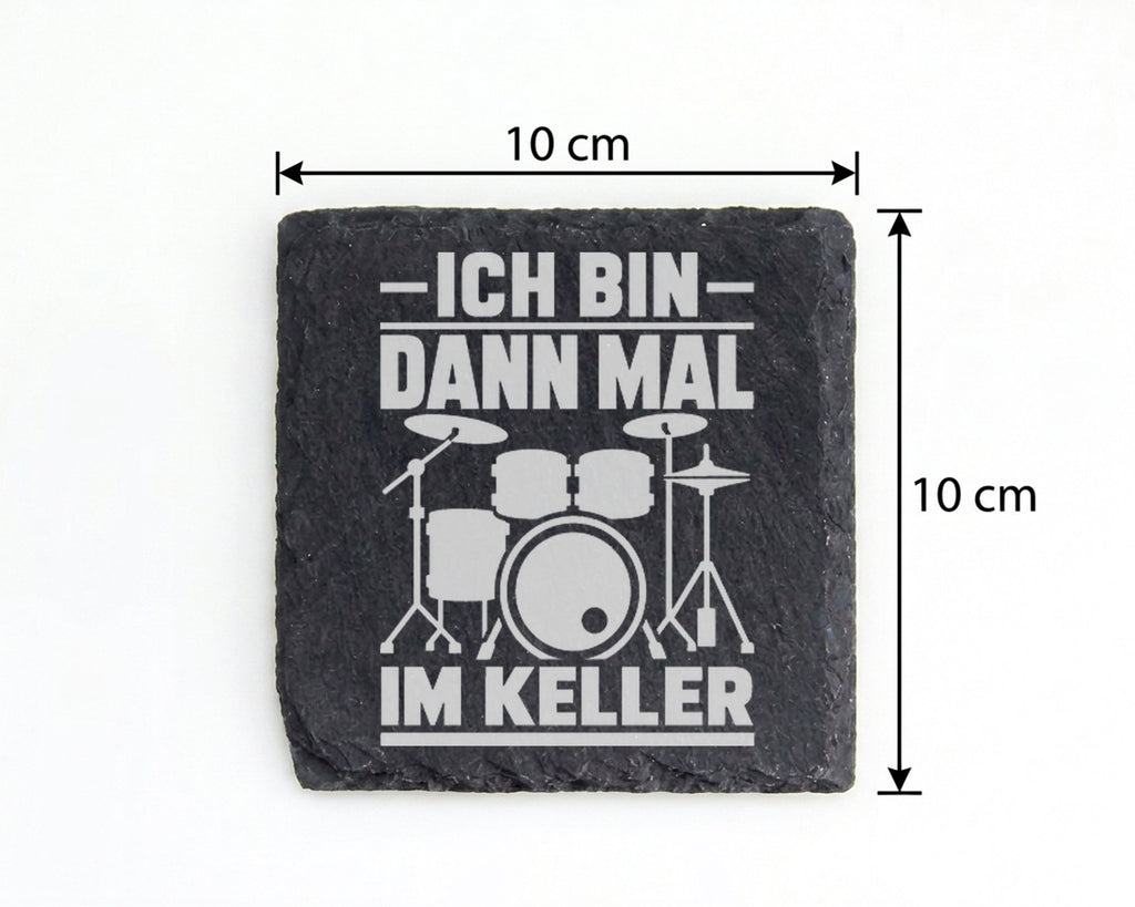 Schiefer Untersetzer Schlagzeug Ich Bin Dann Mal Im Keller - Geschenk  – Bild 4