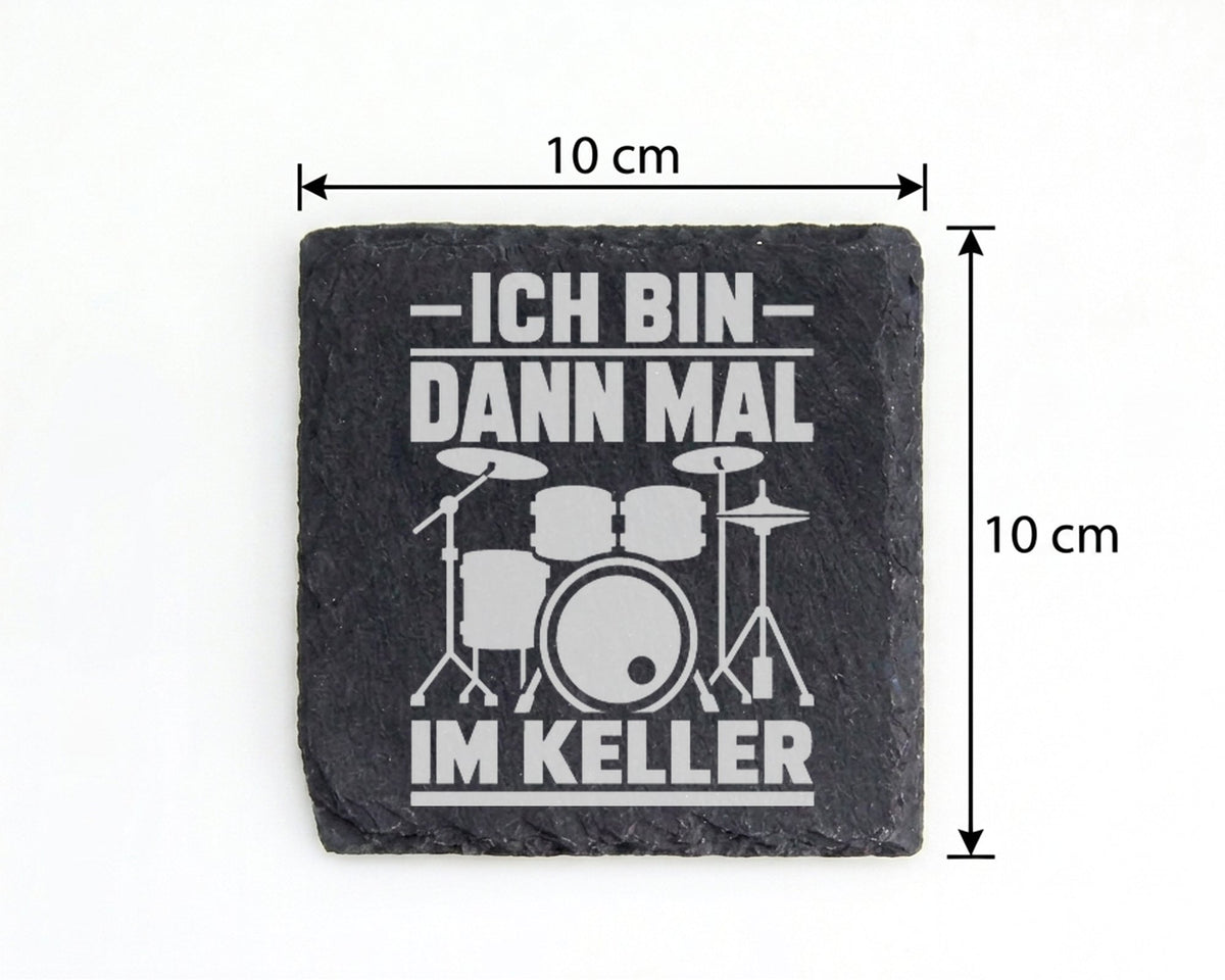 Schiefer Untersetzer Schlagzeug Ich Bin Dann Mal Im Keller - Geschenk  – Bild 4
