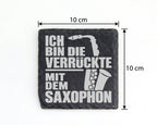 Schiefer Untersetzer Saxophon Ich Bin Die Verrückte - Geschenk für Mus – Bild 4