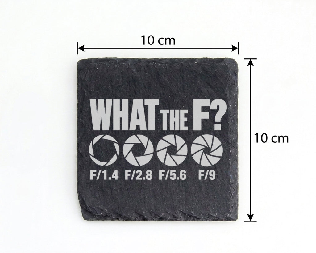 Schiefer Untersetzer What The F Kamera Blende - Geschenk für Fotografe – Bild 4