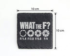 Schiefer Untersetzer What The F Kamera Blende - Geschenk für Fotografe – Bild 4