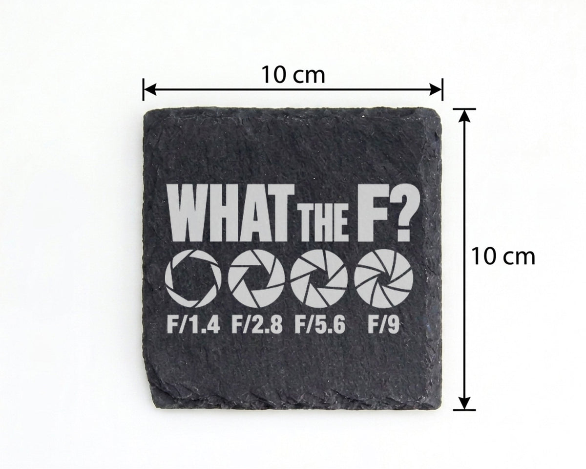 Schiefer Untersetzer What The F Kamera Blende - Geschenk für Fotografe – Bild 4