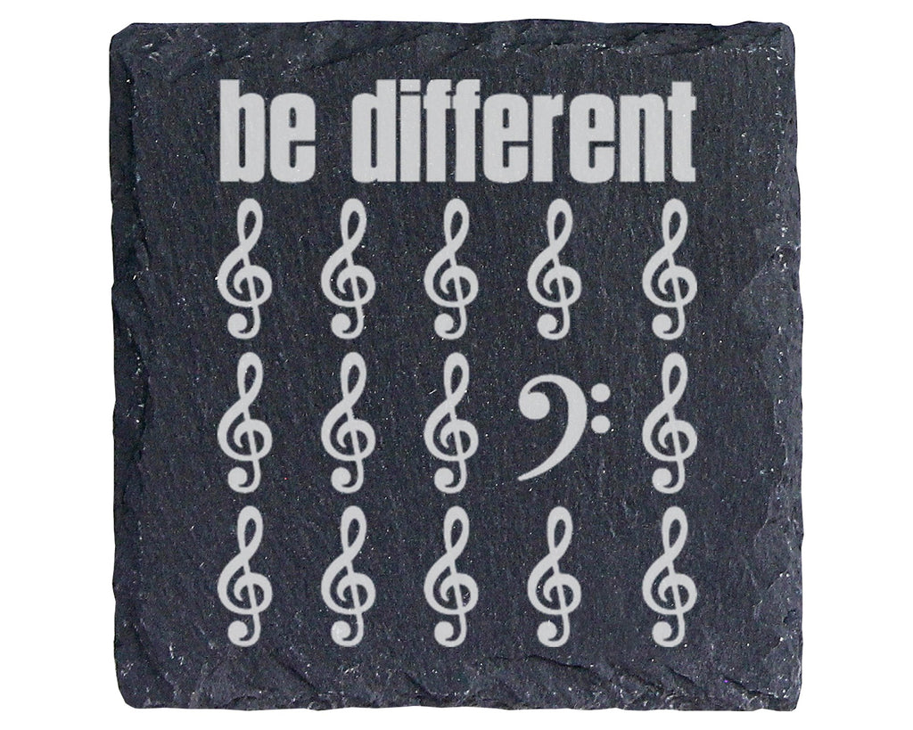 Schiefer Untersetzer Musiknoten Be Different Spruch - Geschenk für Mus – Bild 1