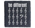 Schiefer Untersetzer Musiknoten Be Different Spruch - Geschenk für Mus – Bild 1