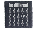 Schiefer Untersetzer Musiknoten Be Different Spruch - Geschenk für Mus – Bild 1