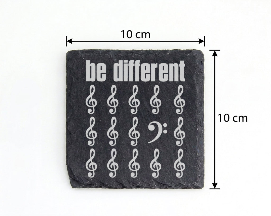 Schiefer Untersetzer Musiknoten Be Different Spruch - Geschenk für Mus – Bild 4