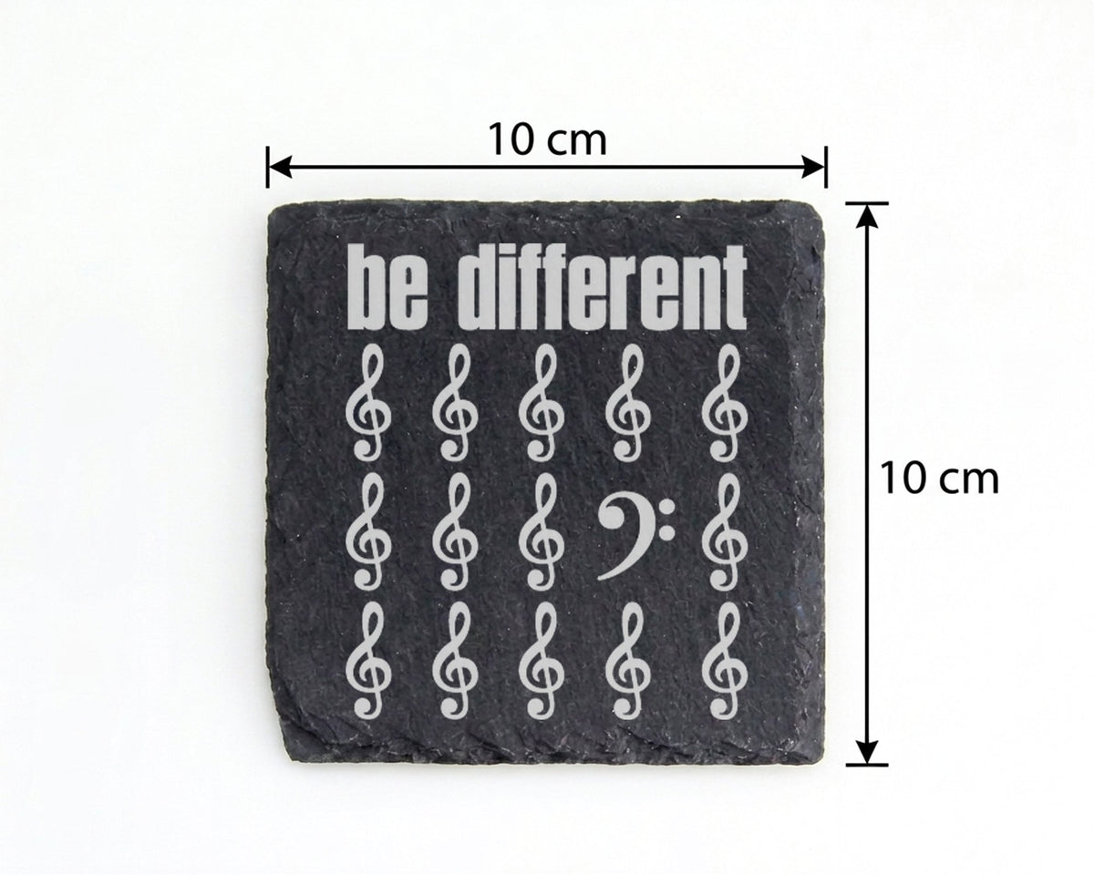 Schiefer Untersetzer Musiknoten Be Different Spruch - Geschenk für Mus – Bild 4
