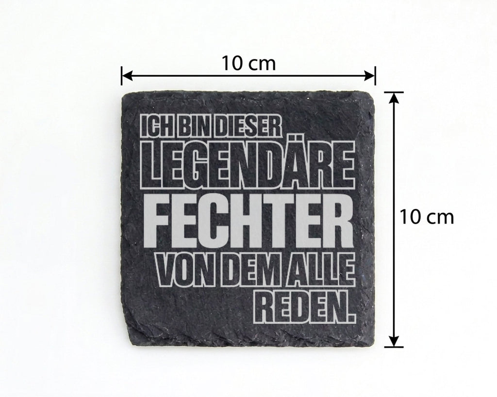 Schiefer Untersetzer Legendärer Fechter Spruch - Geschenk für Sportler – Bild 4