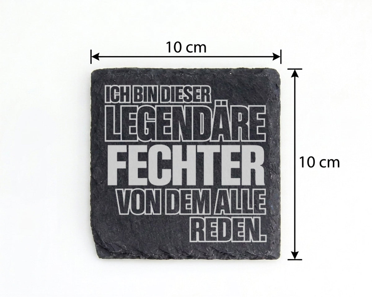 Schiefer Untersetzer Legendärer Fechter Spruch - Geschenk für Sportler – Bild 4