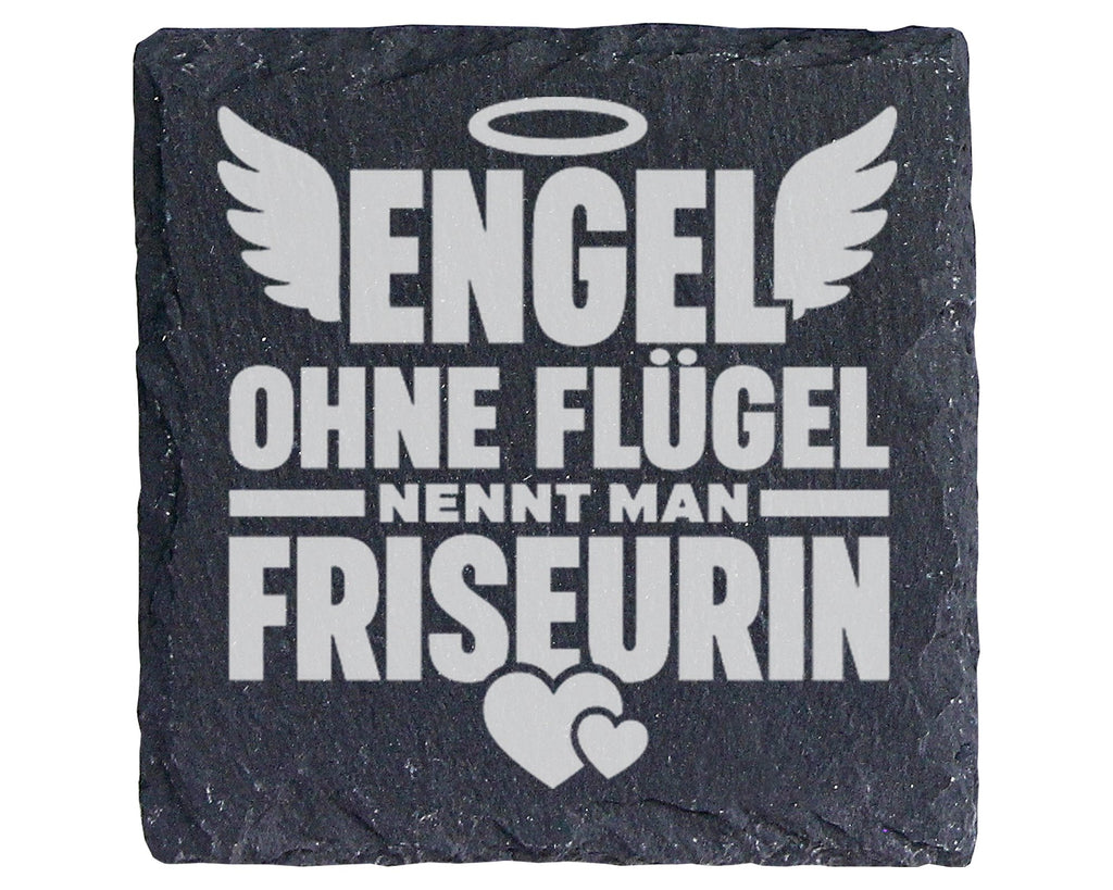 Schiefer Untersetzer Engel Ohne Flügel Nennt Man Friseurin - Geschenk  – Bild 1