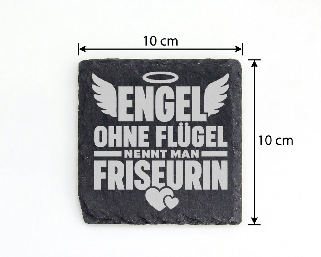 Schiefer Untersetzer Engel Ohne Flügel Nennt Man Friseurin - Geschenk  – Bild 4