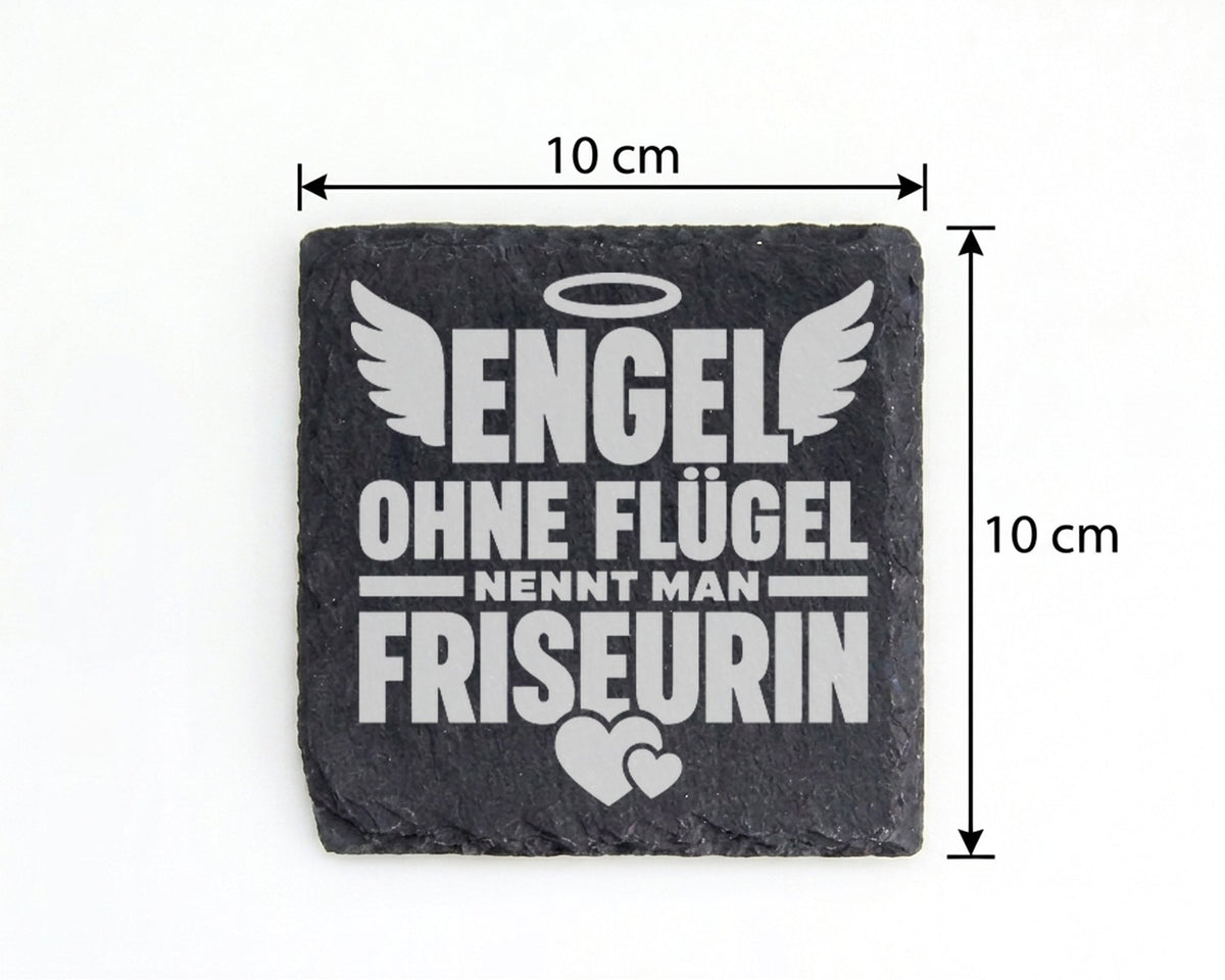 Schiefer Untersetzer Engel Ohne Flügel Nennt Man Friseurin - Geschenk  – Bild 4