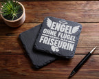 Schiefer Untersetzer Engel Ohne Flügel Nennt Man Friseurin - Geschenk  – Bild 5